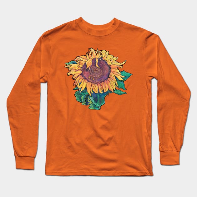 Big Sunflower Moderna Long Sleeve T-Shirt by NoCoBirds